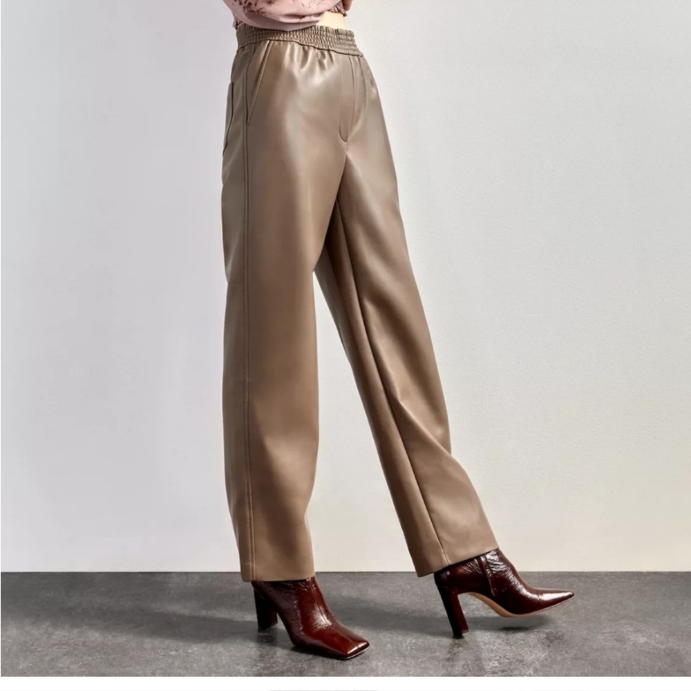 Aritzia Tan Wide-Leg Pants